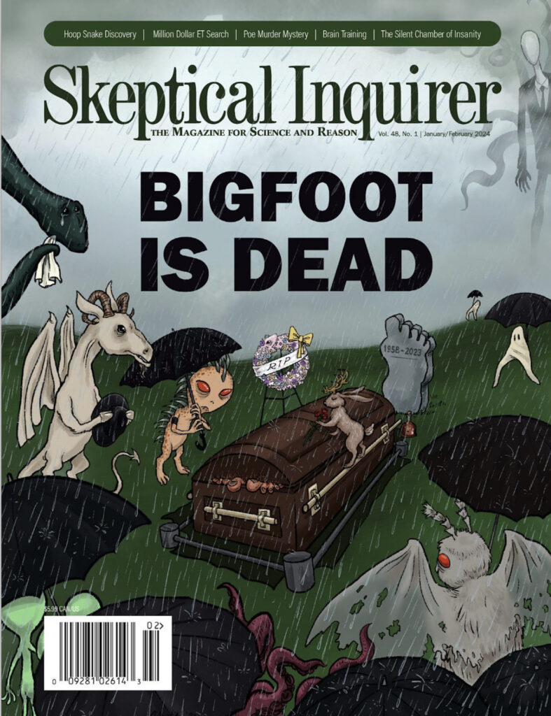 'Skeptical Inquirer' dedicó al estado de salud del mito del bigfoot la portada de enero/febrero de 2024.