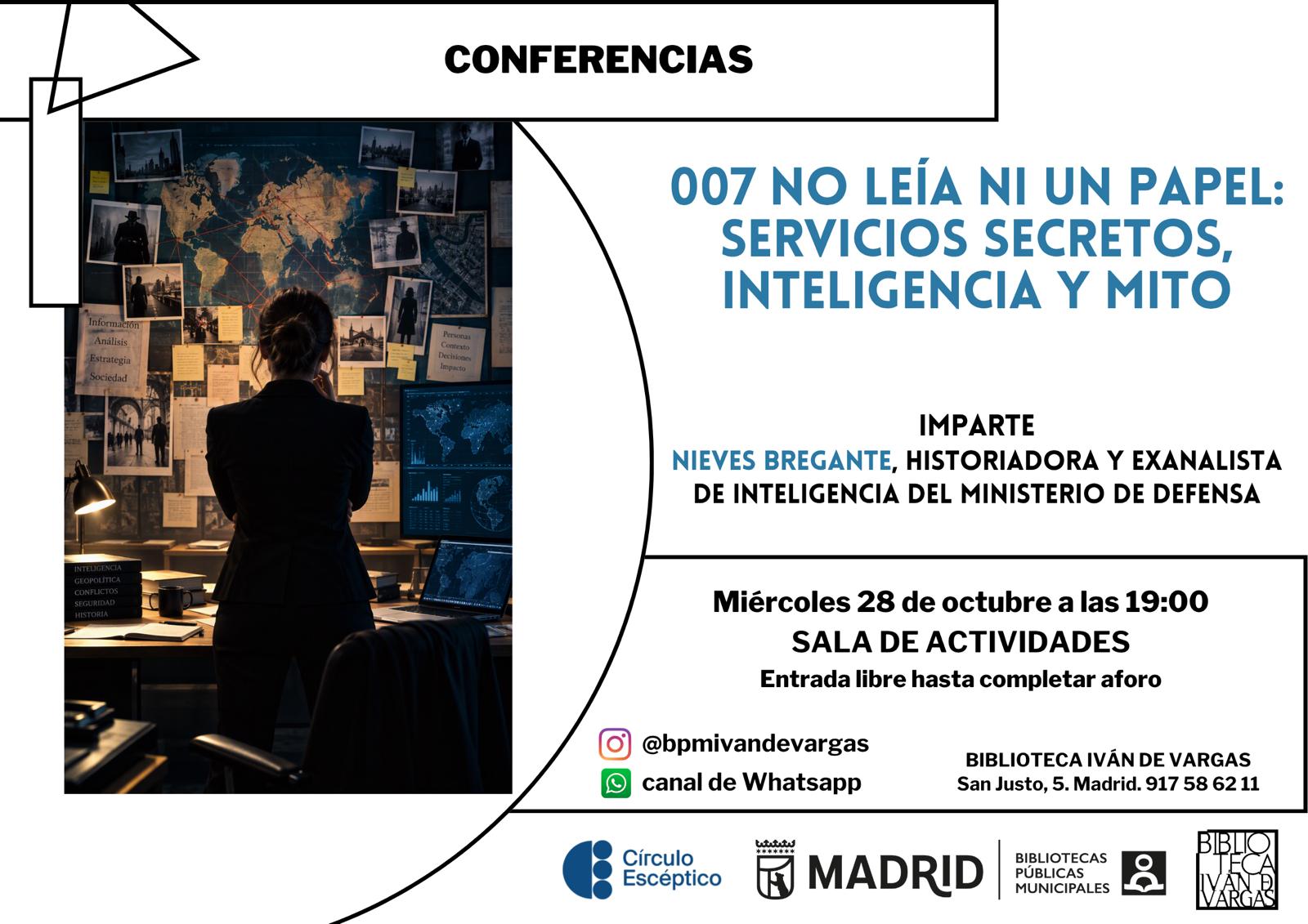 «007 no leía ni un papel», con Nieves Bregante en Madrid el 28 de octubre