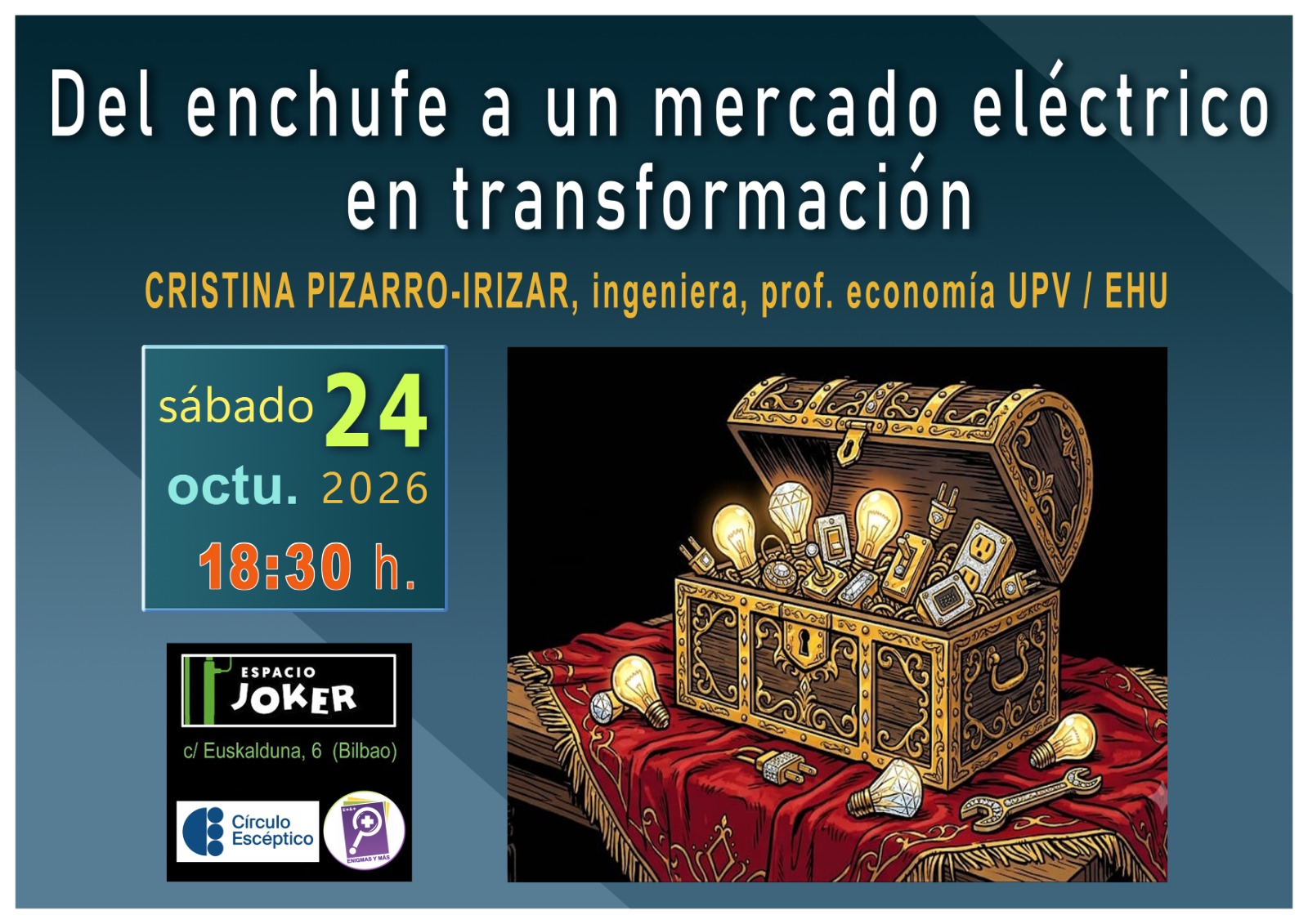«Del enchufe a un mercado eléctrico en transformación», en el ‘Enigmas y más’ de Bilbao del 24 de octubre